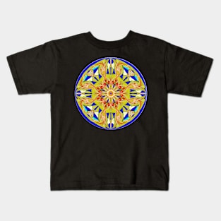 Blue And Gold Deco Dream Kids T-Shirt